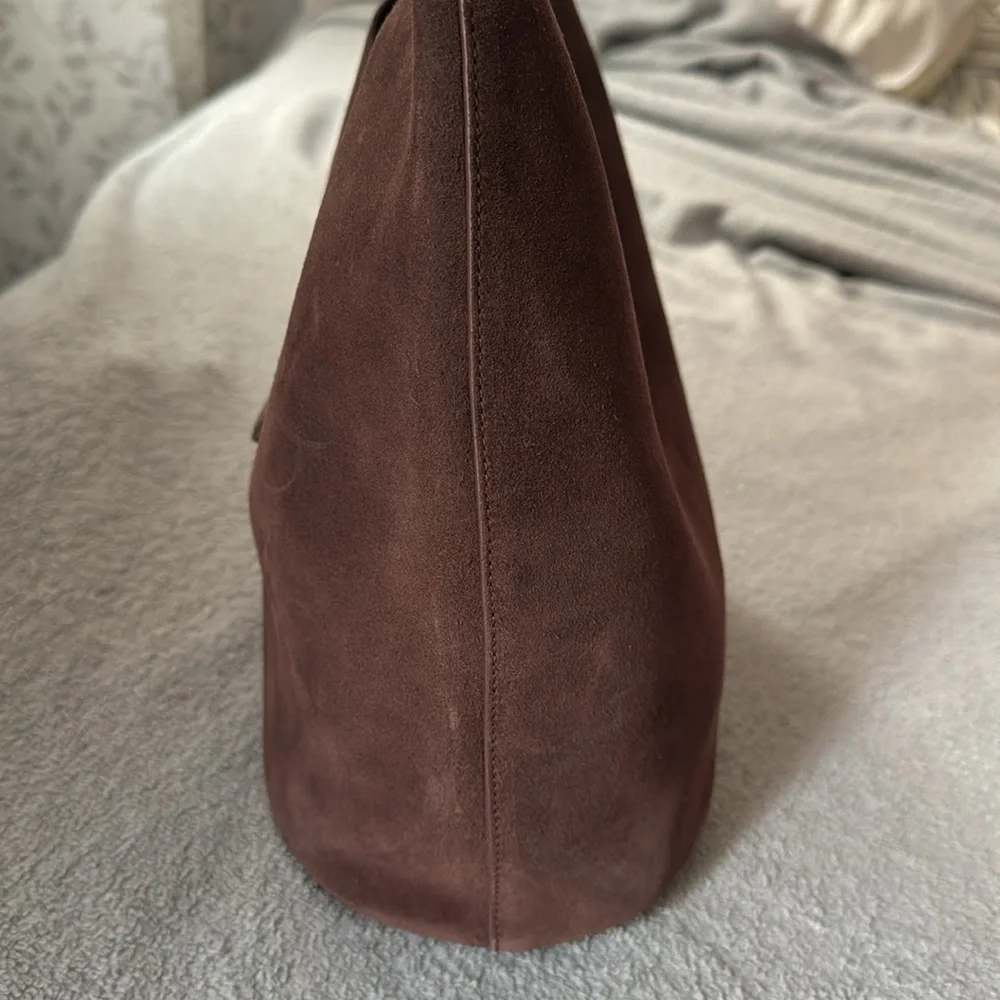 SIMKHAI Khai Suede Hobo Shoulder Bag in Cacao - Picture 17 of 17